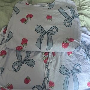 ASOS plus size Bow & Raspberry Print Pajama Set -